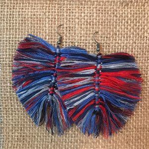 Multicolor Macrame Feather Earrings